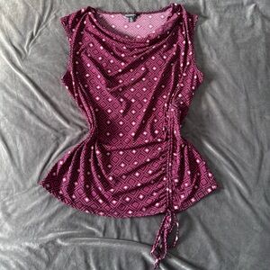 2000s cowl neck tank top with adjustable tie detail